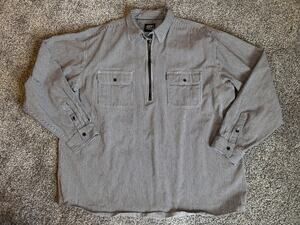 Key Apparel Men's Sz 3XLT Hickory Long Sleeve Half-Zip Logger Work Shirt Striped